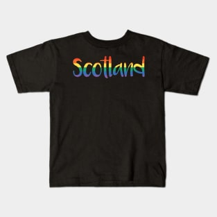 SCOTLAND, Rainbow Pride Flag Text Design Kids T-Shirt